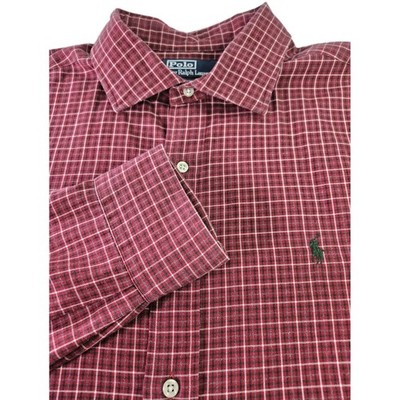 Ralph Lauren Polo Stanton Classic Fit Shirt Men XXL Red Button Long Sleeve
