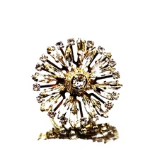 LANVIN Paris NWT $990  Anello Sparkling Crystals Gold Plated Brass Ring Size 6