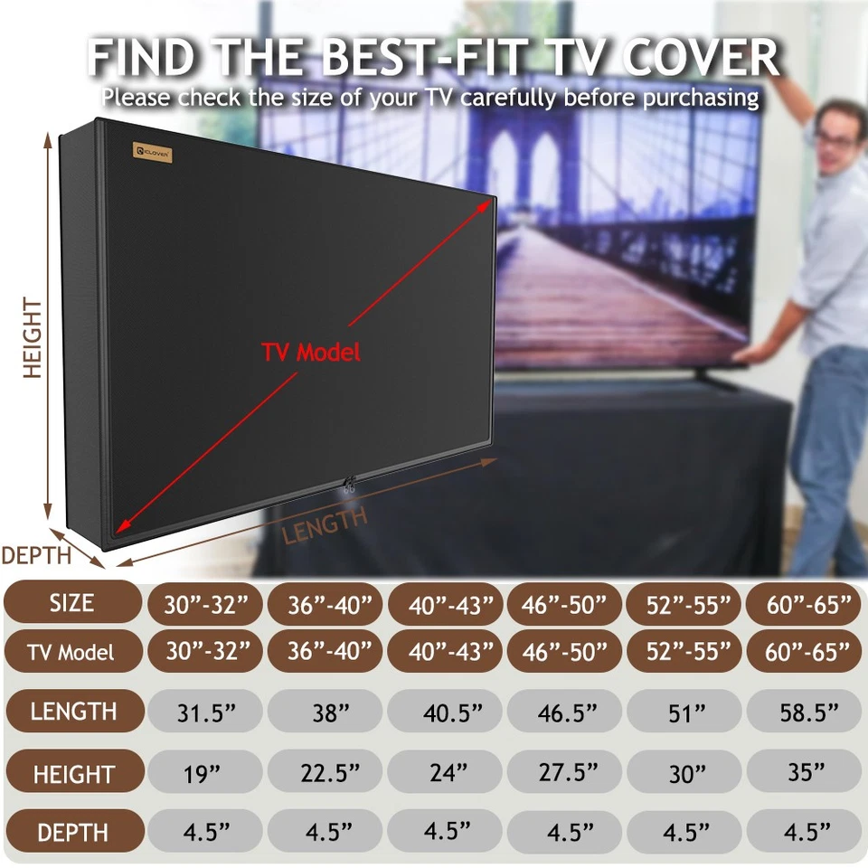 30-65 inch Outdoor TV Cover Fitted Waterproof Weatherproof Television Protector - Image 2 of 4