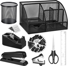Black Desk Organizer and Accessories, Black Desk Asccessories Office Supply Kit