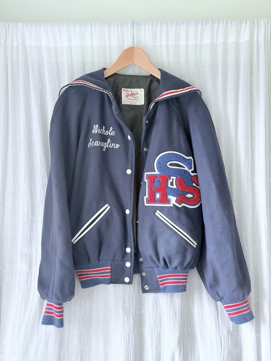 Vintage 90s Varsity Jacket Navy Red Wool 