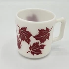 Vintage Hazel Atlas Milk Glass Red Maple Leaf Mug Fall Decor Leaves Mid Century