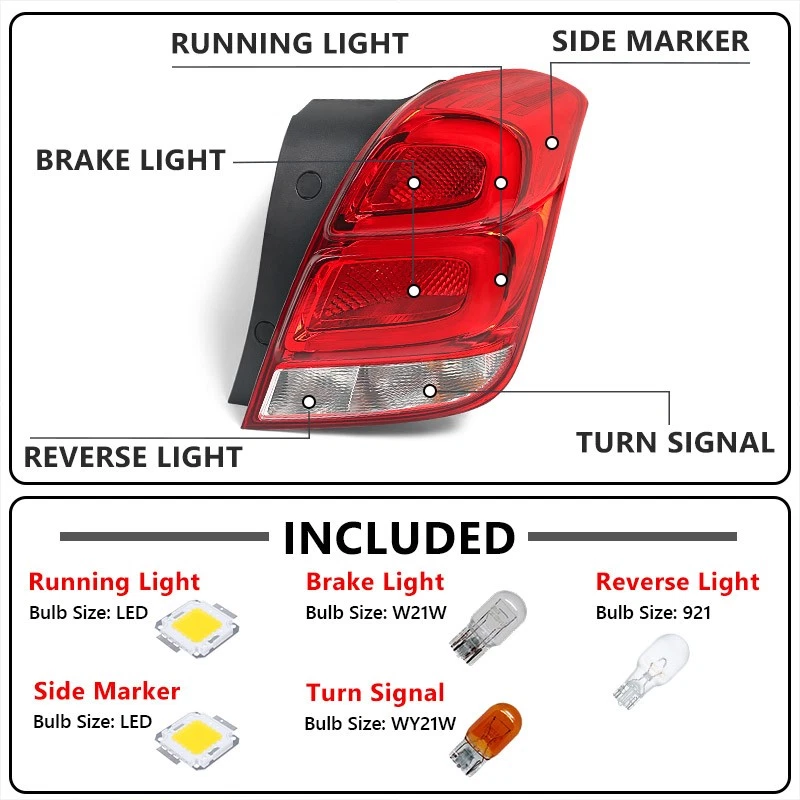 Incandescent Tail Light W/ LED For Chevy Trax 2017-2022 Brake Lamp Passenger Foto 2 de 4