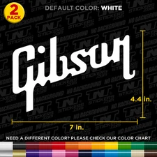 Set of 2 Gibson Guitars Logos | Vinyl Decal Sticker Car Truck 7 X 4.4 in.