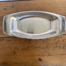 MCM 1970’s International Stainless Steel 18-8 Bread/Serving Tray Floral 13.5x6.5