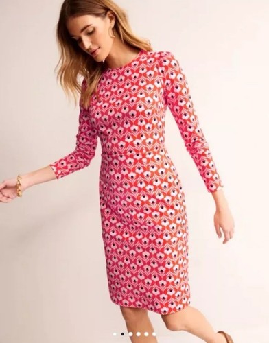 Vestido Jersey Boden Penélope Llama Escarlata Pétalo Cabeza Rojo EE. UU. 12L Preppy Primavera - Imagen 1 de 9