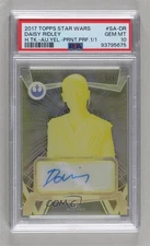 2017 Star Wars High Tek Printing Plate Yellow 1/1 Daisy Ridley as Rey Auto 08j3