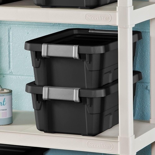 Sterilite 4 Gallon Plastic Stacker Tote, Heavy Duty Lidded Storage Bin... - 第 7/9 張圖片