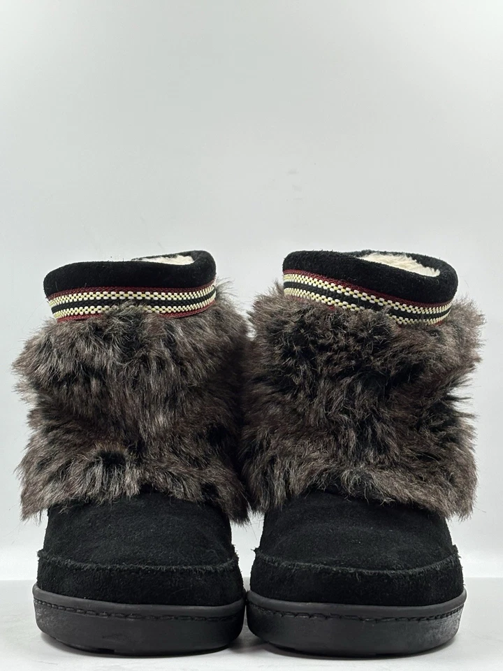 Mocasines al tobillo forrados de piel sintética de gamuza negra MINNETONKA 3779X para mujer 9 Foto 4 de 4