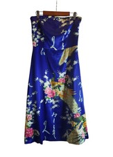 Rare Forever 21 Royal Blue Peacock Design Tube Top Dress Size Small