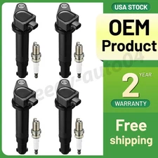 4PCS Ignition Coil + Spark Plugs For 2006-2011 Huyndai Accent I4 1.6L UF499