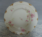 3 Haviland Limoges Lunch Plates Schleiger 54 Embossed Bellflowers Pink Gold 8.5" — photo 6