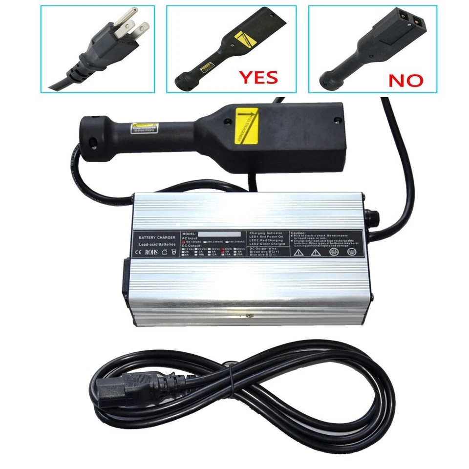 Cargador de batería para carro de golf 48V EZGO Powerwise 48 voltios EZ-GO TXT medallista estilo D Foto 2 de 4