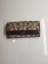 Coach Signature SOHO Wallet Jacquard & Leather Pleated Slim 7.5"x4" Envelope