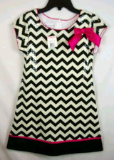 Bonnie Jean Black Ivory Chevron Short Sleeve A- Line Dress Girl's/ Kid's Size 10