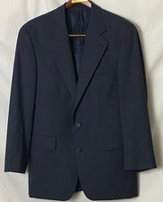 Ralph Lauren Mens Blazer 38 R Navy Blue Lg Check Pattern Jacket Two Button Wool