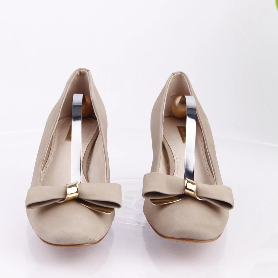 Zapato de salón Louise-Et-Cie para mujer Lilla talla 9,5 marrón topo nobuck moño tacón bloque Foto 2 de 4