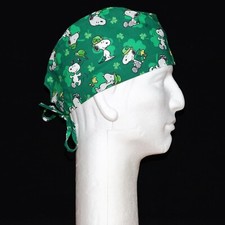Green Snoopy St. Patrick's Day theme scrub hat