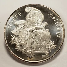 2001 1 oz .999 Silver Round of Christmas Past - Christmas Kitten - SKU-F4119