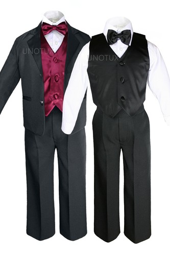 14 Color 7pcs Baby Boy Formal Wedding Black Suits Tuxedo Extra Vest Bow Tie S-20 - Picture 8 of 59