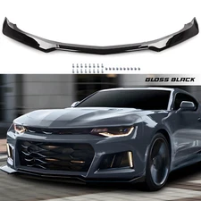 ABS Front Bumper Lip Splitter Gloss Black Fits For 16-22 Chevy Camaro 1LE Style