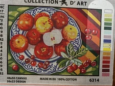 Printed needlepoint canvas 30x40  Cm Apples Canvas Only Rto