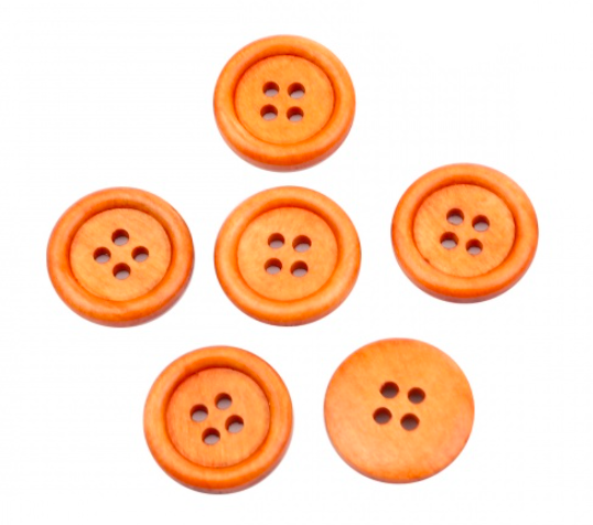 15 HolzknöPfe 20Mm 4-Loch Rund Orange-Braun KnöPfe VierlochknöPfe NäHen 2Cm-image
