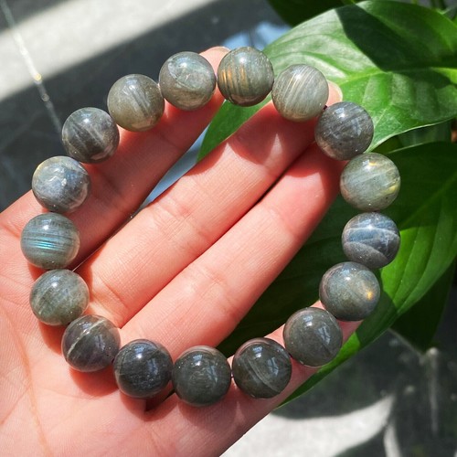 12mm Natural Labradorite Rainbow Purple Light Beads Bracelet C105 - Picture 2 of 6