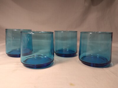 MCM Aqua Blue Drinking Glasses Low Ball Tumblers