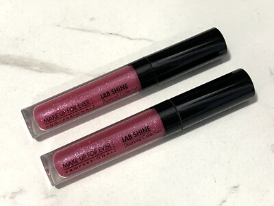 2X Make Up For Ever Lab Shine lip gloss Diamond Collection D4 ~ shimmering pink
