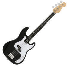 Basso Elettrico 4 Corde Stile Precision Finitura Nera - Manico Acero Body Tiglio