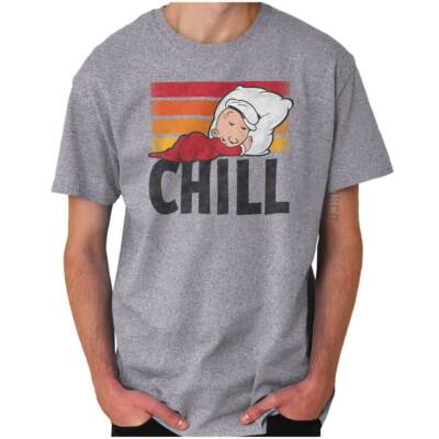 Lazy Slacker College Naps Chill Retro Popeye Womens or Mens Crewneck T Shirt Tee
