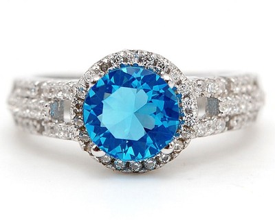 3 kt Blautopas & Topas 925 massiv Sterlingsilber Ring Schmuck Gr. 8 MK1-2
