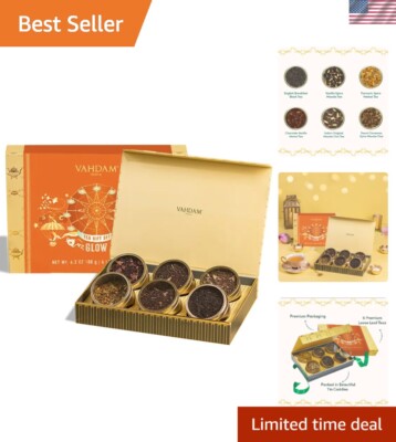 Artful Tea Gift Set - 6 Gluten-Free Blends in Luxurious Golden Caddy