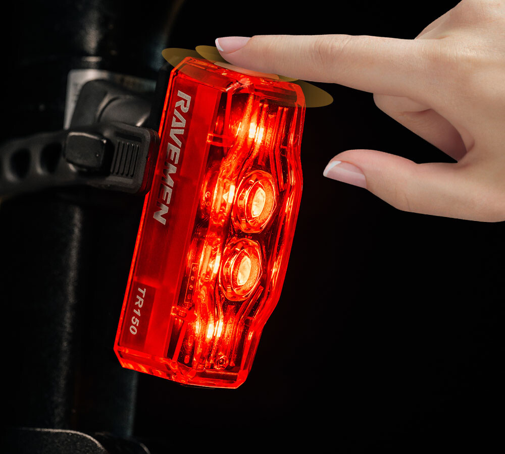 RAVEMEN TR150 Bike Rear Light Bicycle Tail Rechargeable Auto On-off Lamp+3 Mount