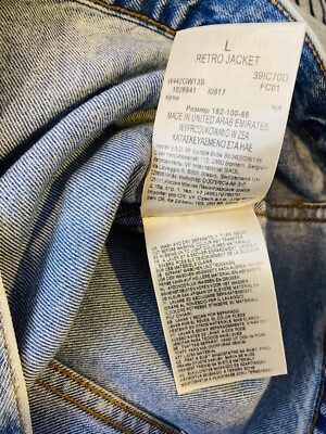 mi＊＊ Wrangler Mens L Denim Jean Biker Jacket Retro 1970 Look Limited