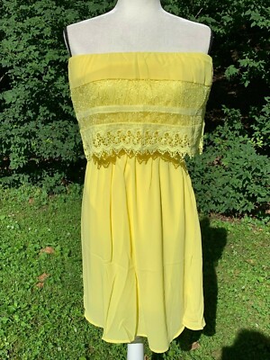 C. Luce Lemon Yellow Off Shoulder Ruffle Tier Lace Dress 001 NWT New with Tags M | eBay C. Luce Lemon Yellow Off Shoulder Ruffle Tier Lace Dress 001 NWT New with Tags M | eBay
