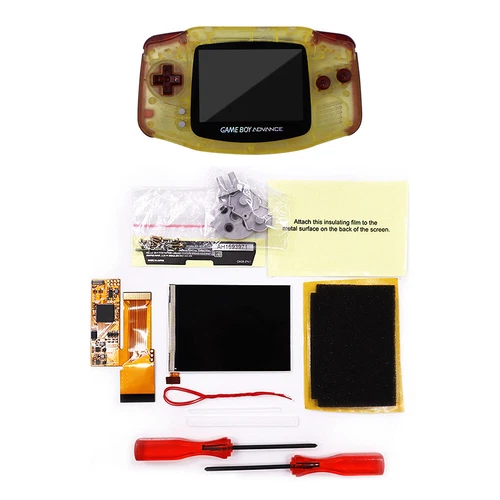 GBA 10 Levels Brightness V2 IPS Backlight LCD Mod & Shell With Clear Red Buttons