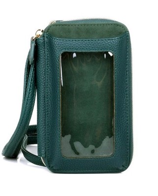 Julia Buxton Large Capacity Women's Compact Wallet Crossbody Bag Green  NWT