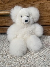 White Alpaca Fur Woolly Teddy Bear Handmade 14  SOFT Plush
