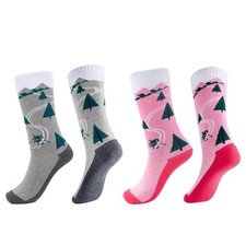 baotongle 2 Pairs Wool Ski Socks Kids Knee High Warm 7-12 Years, Multicolor 