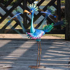 Large Peacock Statue Outdoor Metal Bird Decor...