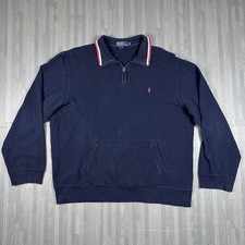 Polo Ralph Lauren 1/4 Zip Pullover Sweater Navy Blue Mens XL Vintage Long Sleeve