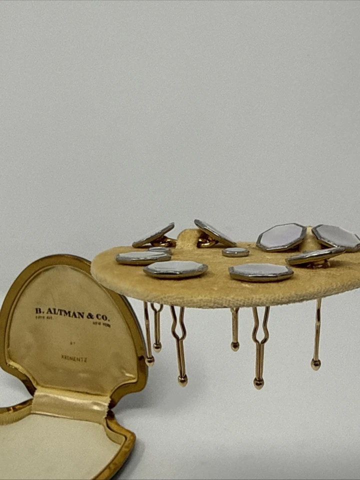 Camisa Esmoquin Krementz Vintage Gemelos Plata 925 y Madreperla Foto 2 de 4