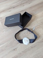 CHANEL 2004P White Camellia Black Satin Headband New With Box