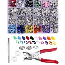 Metal Snap Fasteners 400 Sets Sew-on Snap Buttons Fastener Pliers Press Tool Kit