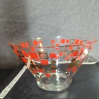 Vintage MCM Anchor Hocking Atomic Red And Gold Chip Bowl