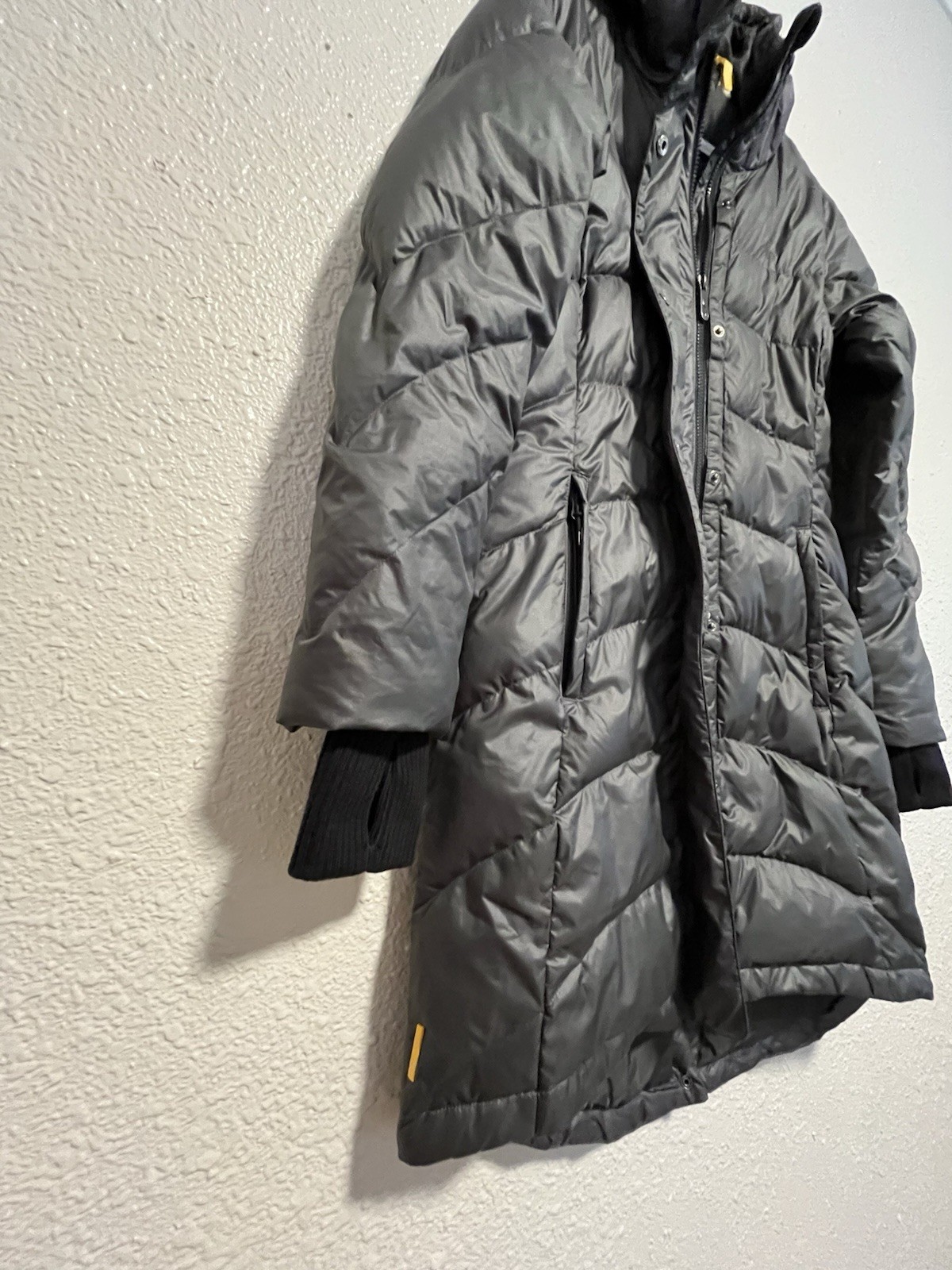 Lolë Duck Down Insulated Hooded  Women Medium Long Jacket Dark Grey Lightweight