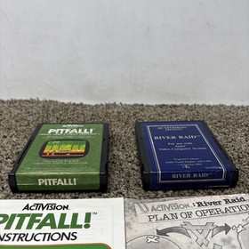 Pitfall! And River Raid Game Lot (Atari 2600, 1982) With Manuals TESTED WORKING!