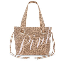 Authentic PINK Canvas Flat-Bottom Tote Bag, Leopard - Brand New
